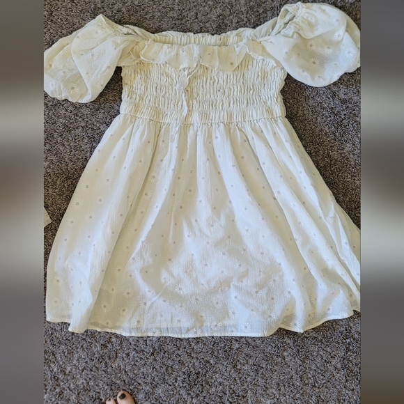 STUNNING LEMON LADY DAISY PUFF SLEEVE RUFFLE RUCHED mini dress - Picture 6 of 10